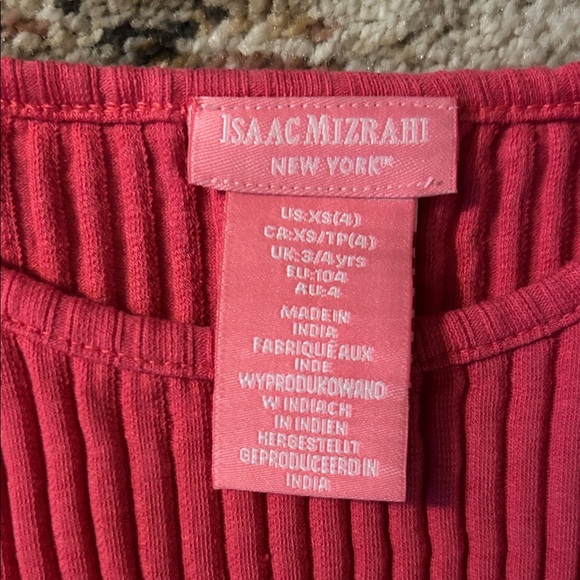 Red Ribbed Long Sleeve Tops - Picture 3 of 3